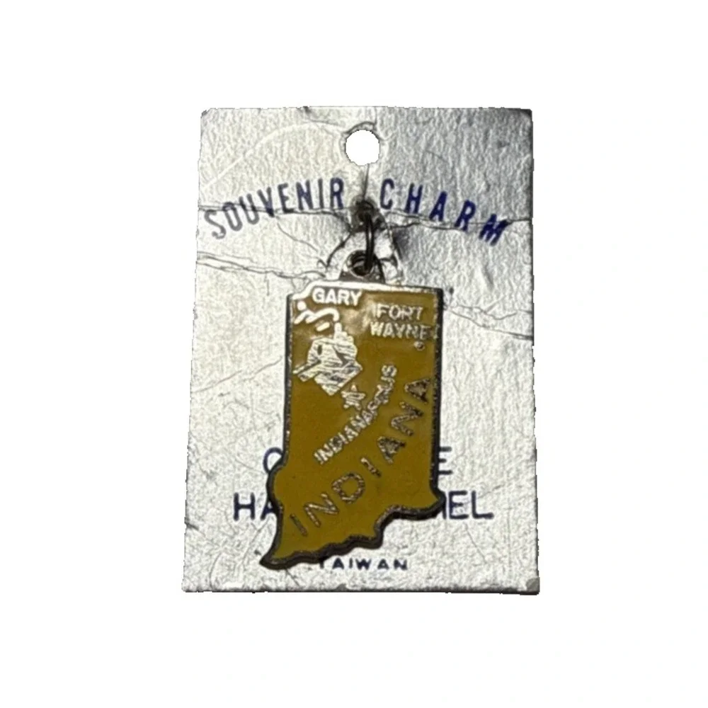 Indiana Souvenir Charm Yellow Cloisonne Enamel J22